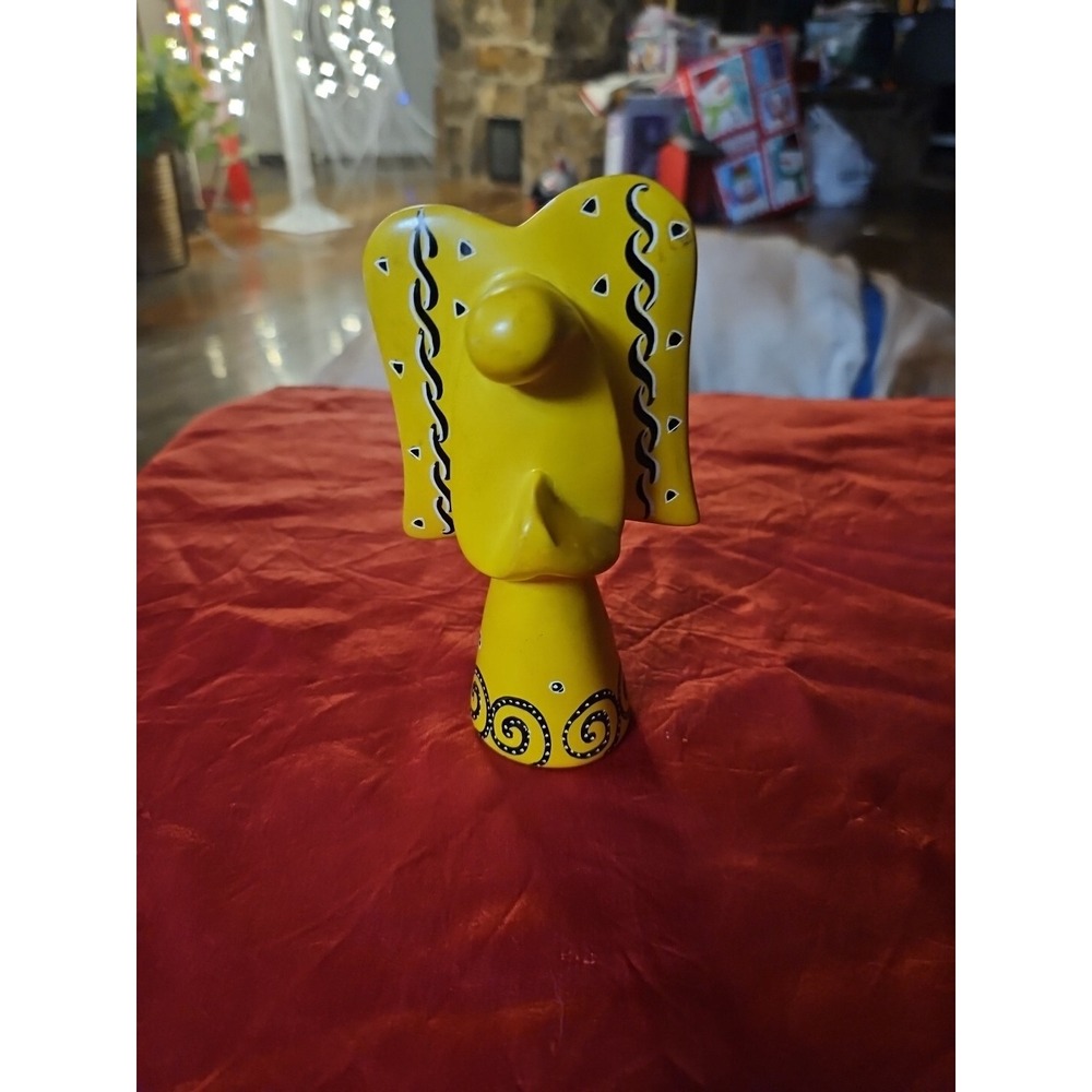 Hand-Carved Soapstone Angel – Yellow W/Black‎ Design - Picture 4 of 4
